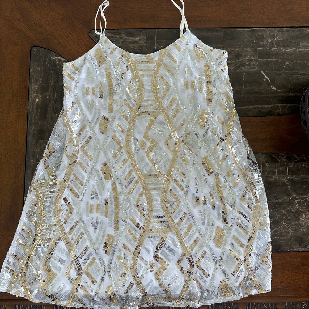 Honey and Rosie Gold and Silver Sequin Swing Dress